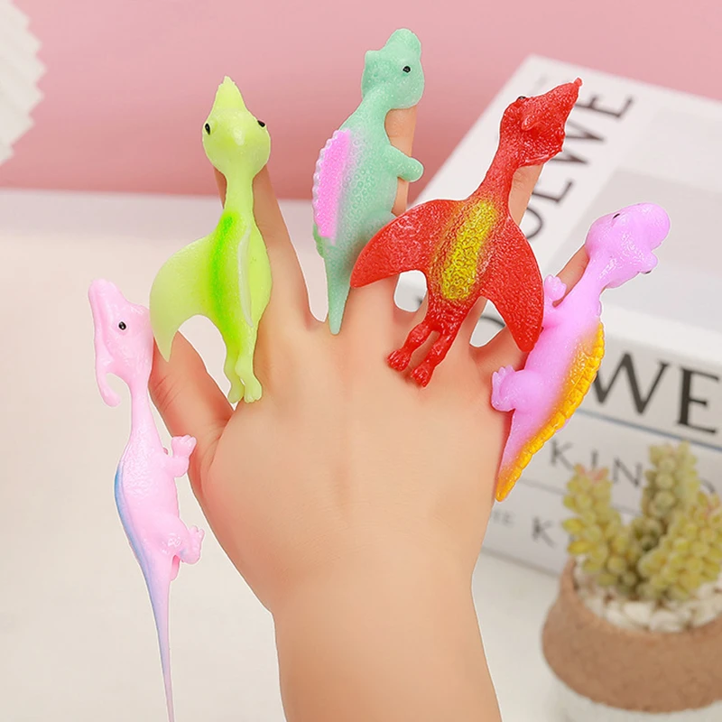 10Pcs Creative Finger Catapult Dinosaur Catapult Adhesive Wall Toy For adults And Children Exhaust Decompression CatapultToy