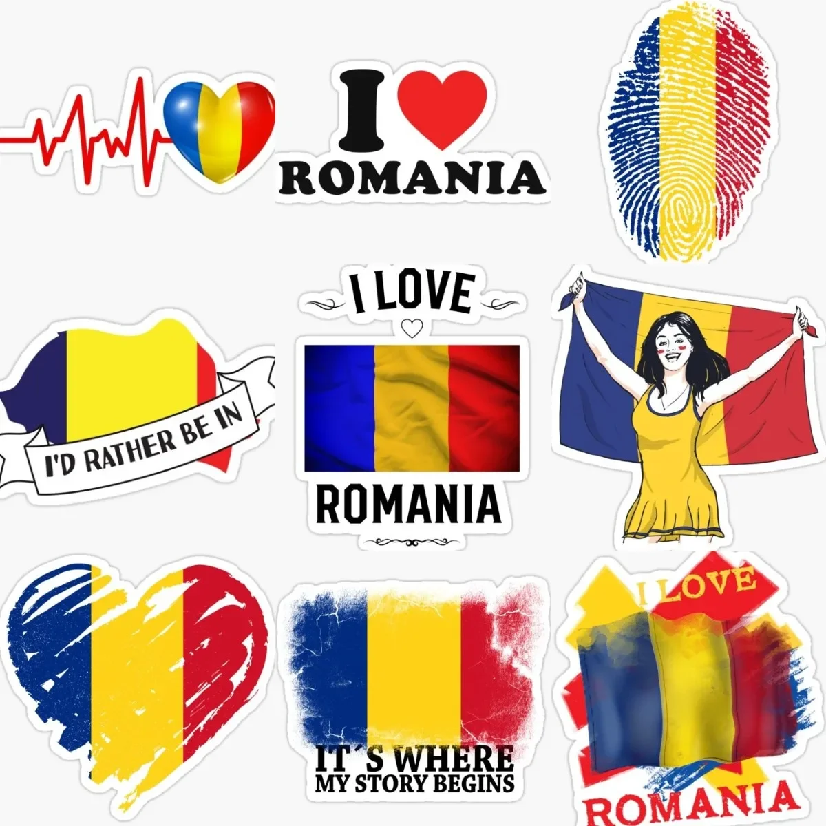 

Romanian RO Flag Map Love Sticker Car Window Truck Van Bicycle Motorcycle Wall Door Glass Helmet Racing Camper Off-road Decal