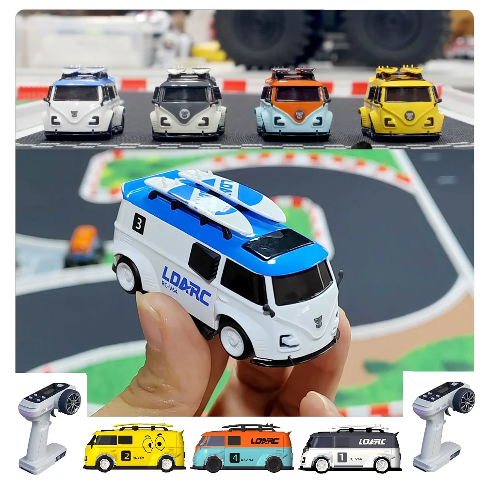 1/64 RC zdalnie sterowany samochód LDARC V64 RWD Race Van RV bus mini pełne proporcjonalne pojazdy Zabawki modele prezentów dla dzieci i dorosłych