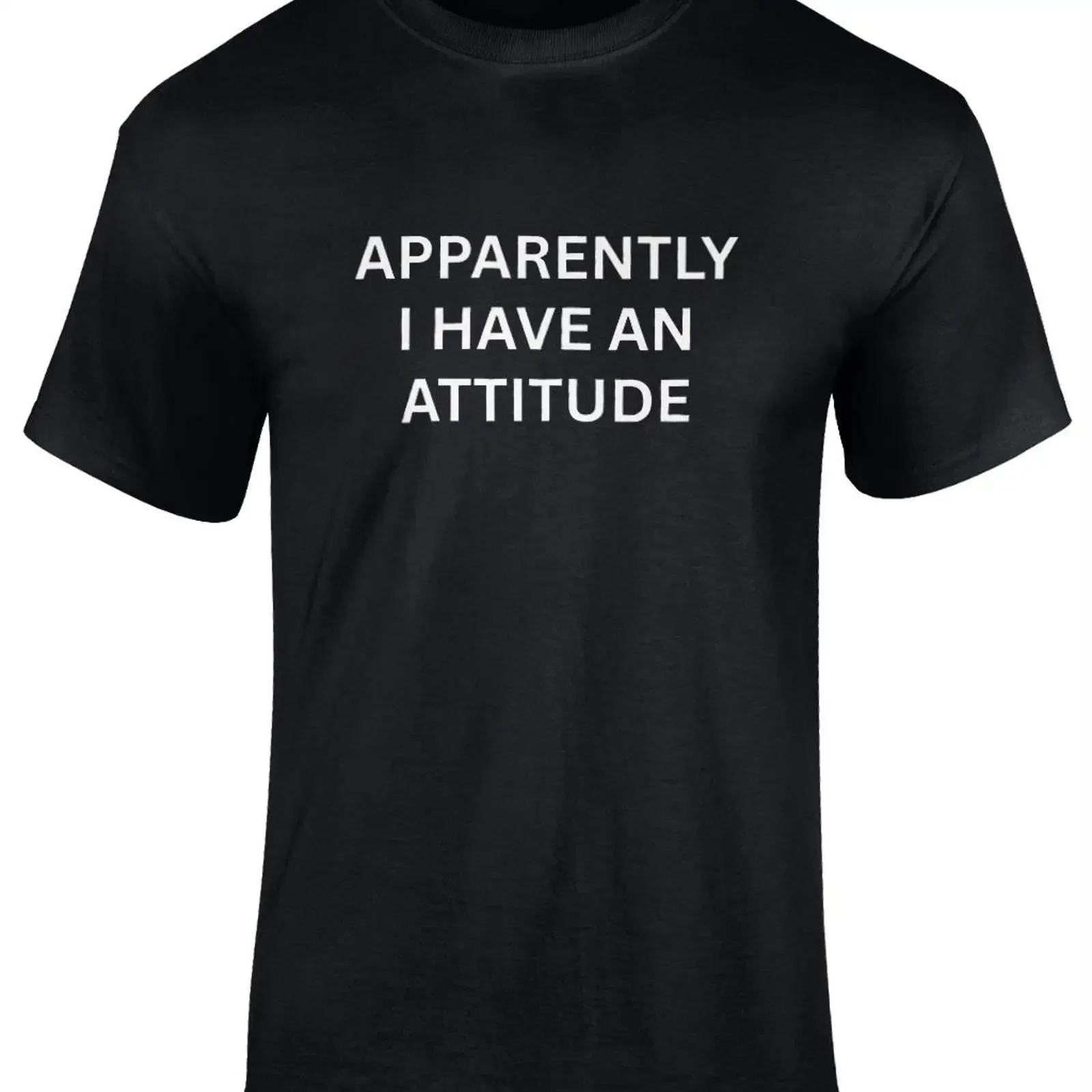 Apparently I have an attitude design black T shirt vintage Washed Stylish Stretched Top For Everyday Wear Versatile Unisex