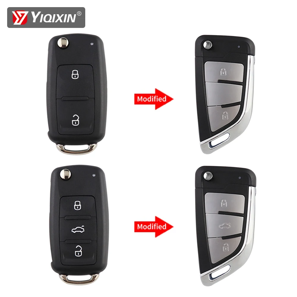 For VW Volkswagen Caddy Golf 6 Tiguan Touran Passat Polo B5 Jetta CC Skoda Seat MK5 Beetle MK6 Modified Remote Car Key Shell