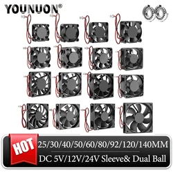 YOUNUON-Ventilateur de refroidissement CC sans balais, 5V, 12V, 24V, 30mm, 40mm, 50mm, 60mm, 70mm, 80mm, 90mm, 120mm, 140mm ventilateur de boîtier d'ordinateur portable, pour PC