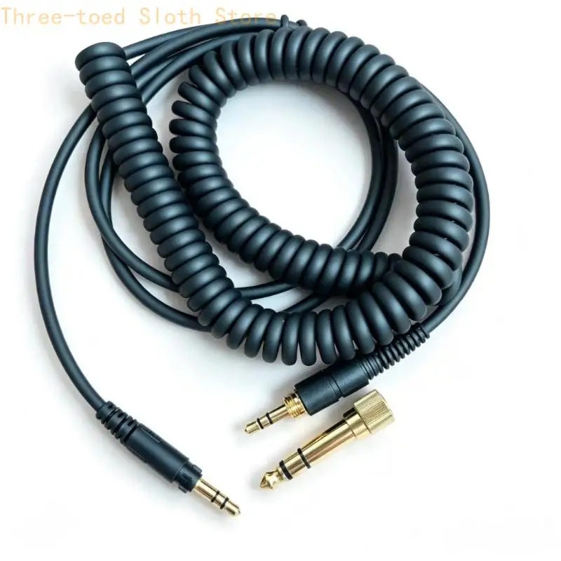 Kopfhörerkabel mit 6,35-mm-Adapter für EAHDJ1200/PRDH1200, Spiralverschluss-Ersatzkabel für Studioüberwachung, Schwarz E74A – Detail 4