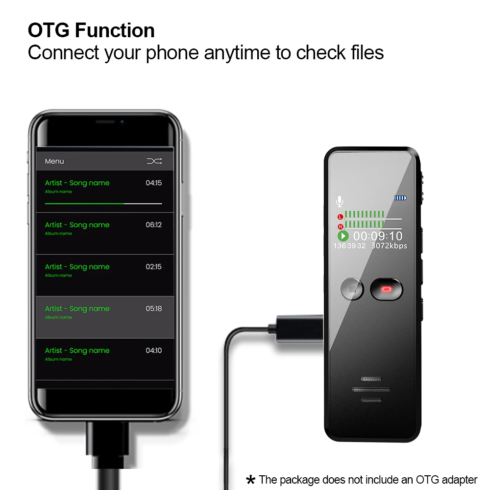 مشغل موسيقى Vandlion V90C MP3 فلاش USB 1.0 بوصة TFT شاشة ملونة OTG وظيفة WAV 3072kbps مسجل HiFi لاجتماع المقابلة #4