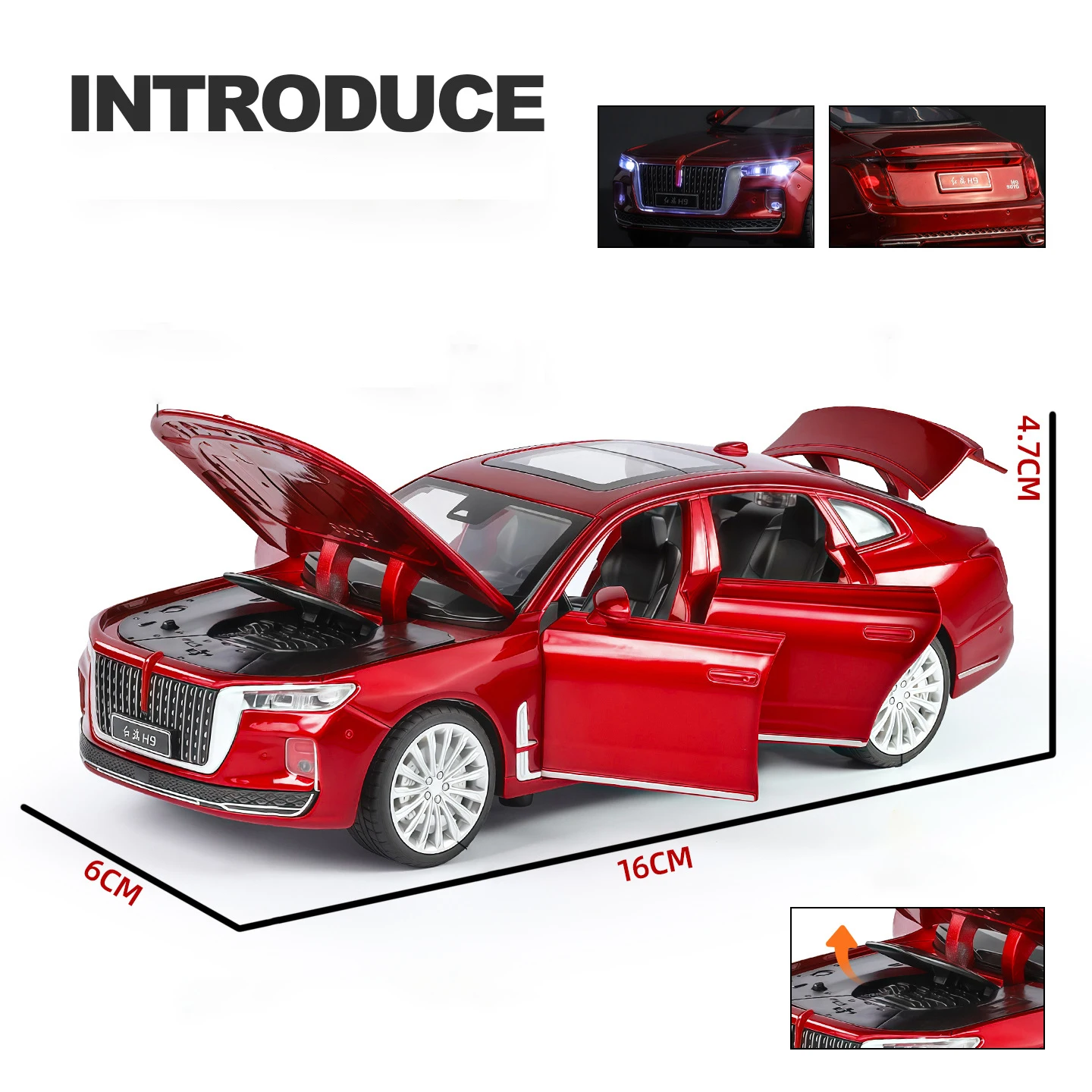 1:32 HongQi H9 Legierung Automodell Sound und Licht zurückziehen Kinderspielzeug Sammlerstücke Geburtstagsgeschenk