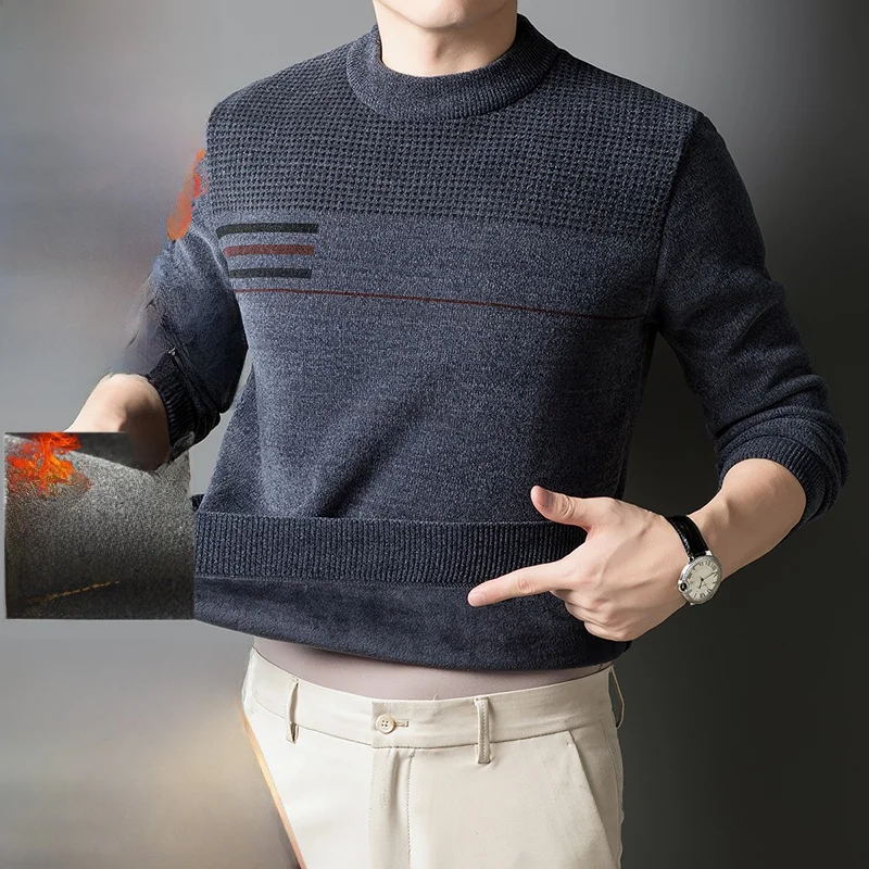 

Men's Winter Fce Lined Casual f High Ne Knitted Sweater Thermal Base Layer irt Comfortable Soft Thiened Snowy Sle