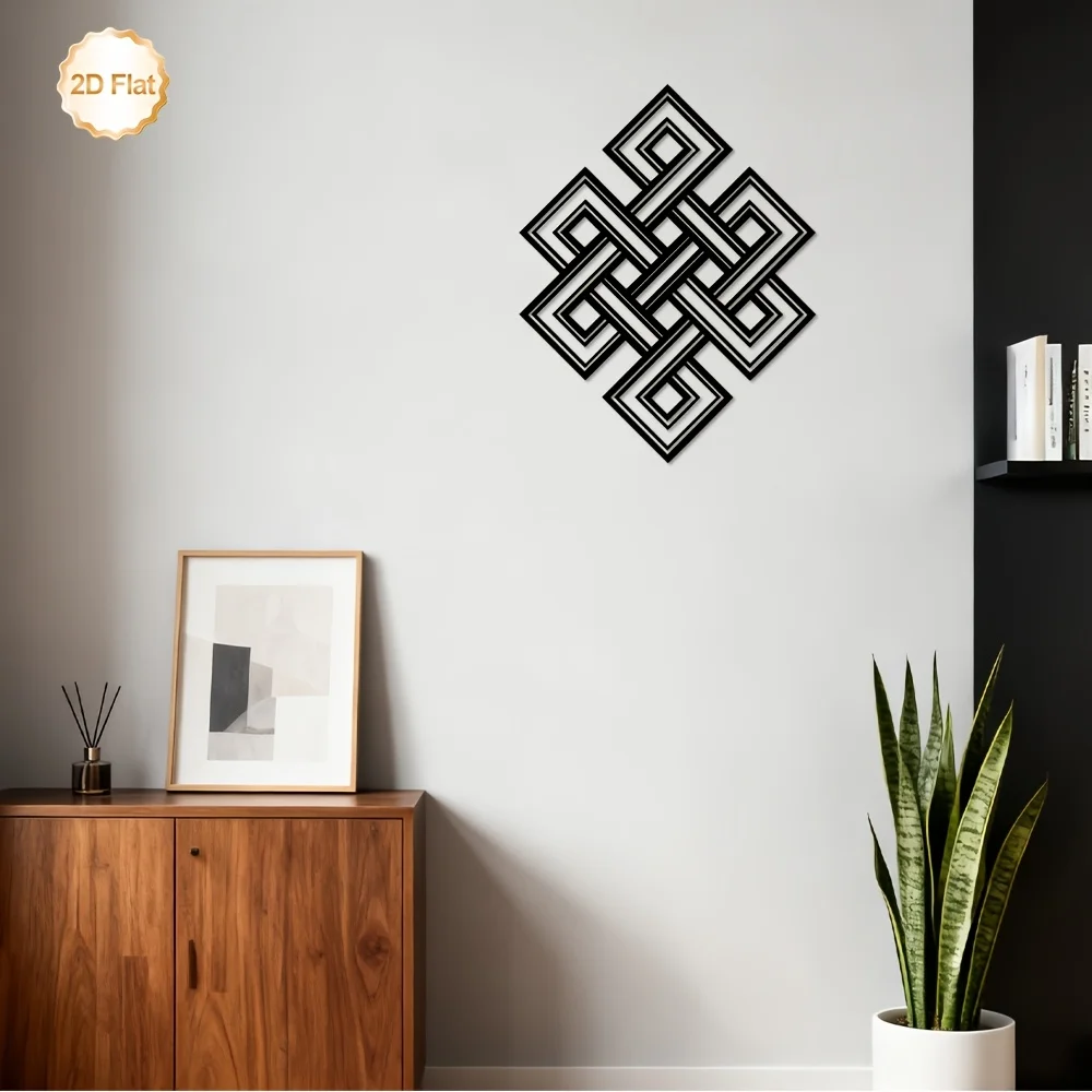 CIFBUY Iron Wall Art Decor Endless Knot Sculpture 2D Flat Metal Indoor Outdoor Living Room Bedroom Entryway Office Home Decor