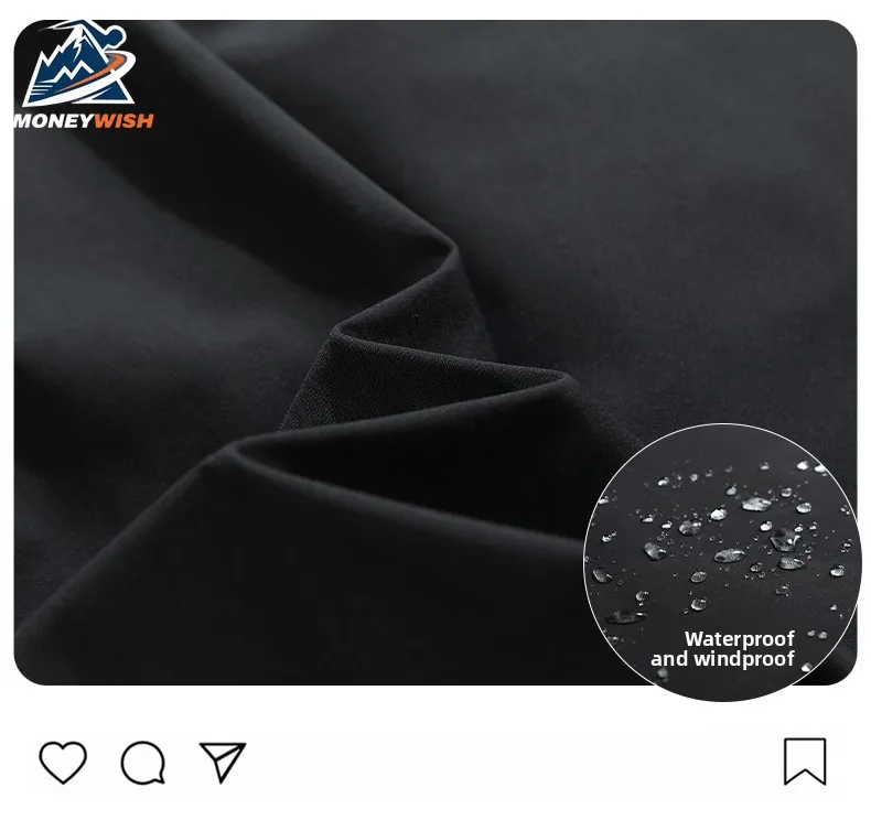 MONEYWISH Мужская куртка 2025 Новый простой стиль ветрозащитная водонепроницаемая дышащая куртка с капюшоном уличная повседневная мужская рабочая одежда куртка на молнии