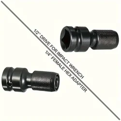 Quick Release 1/2-Inch Square Drive to 1/4-Inch Hex Female Socket Adapter Converter Chuck Adaptor for Impact and Ratchet Wrench