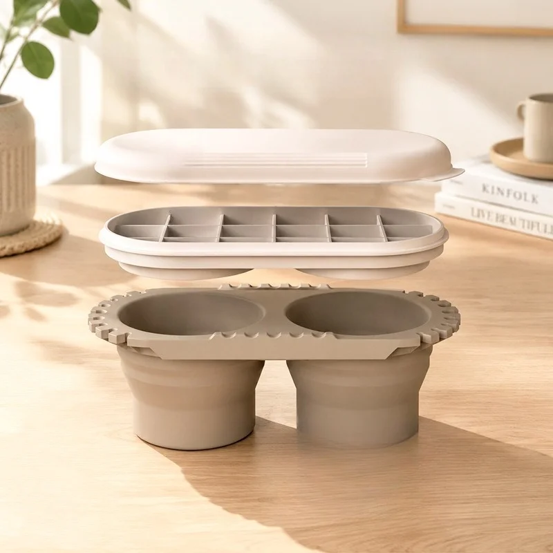 Silicone Multifunctional Brush Washing Bucket Three Piece Set With Palette Pen Insert Design Painting Pigment Brush Washing Cup