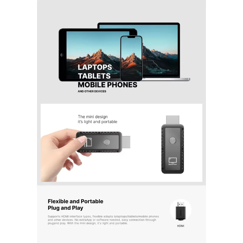 Portable wireless HDMI transmitter and receiver extender plug and play 1920* 1080P@60Hz 30m for large-scale conference speeches