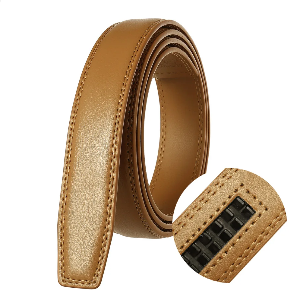 New Fashion Headless Belt Strap 3.0cm Automatic Buckle Buckle Leather Business Travel Tooling Design Headless Belt