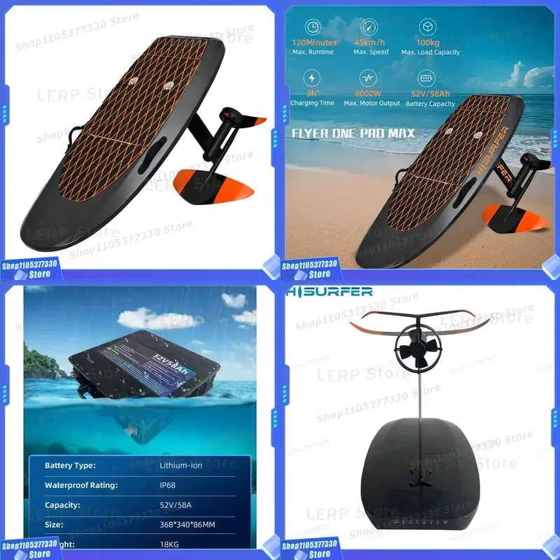 Ready to Ship 8KW 45KM/H Full Carbon Fiber Efoil Electric Hydrofoil Battery Propeller Stand-up Ocean Surfing Powerd