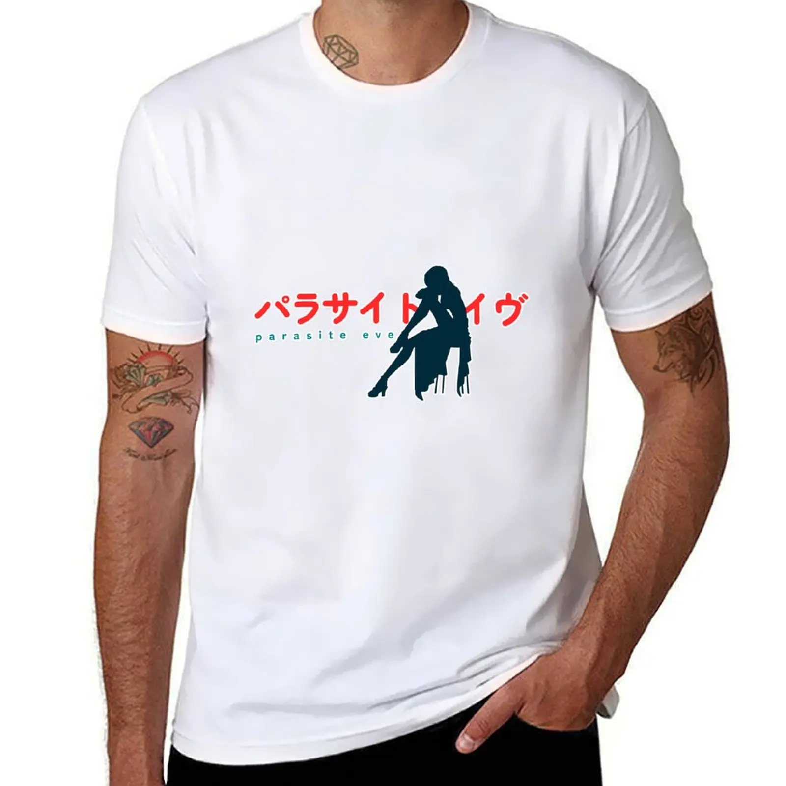 

Parasite Eve Aya Brea silhouette T-Shirt man t shirts graphic t shirts designer t shirt men 100% cotton luxury brand T-Shirt