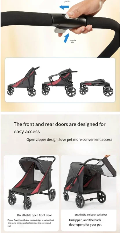 대형 애 Abdul동물 수레 Тележка для домашних животных Большая космическая коляска для собак и кошек Уличная коляска для домашних животных Складная портативная коляска Складная коляска 60 кг