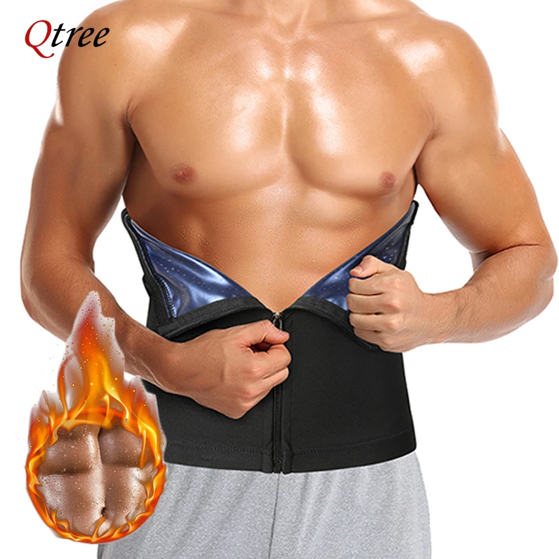 

Qtree Men Body Shaper Waist Trainer Trimmer Slimming Belts Workout Shapewear Sauna Corset Fitness Sweat Weight Loss Fat Burner