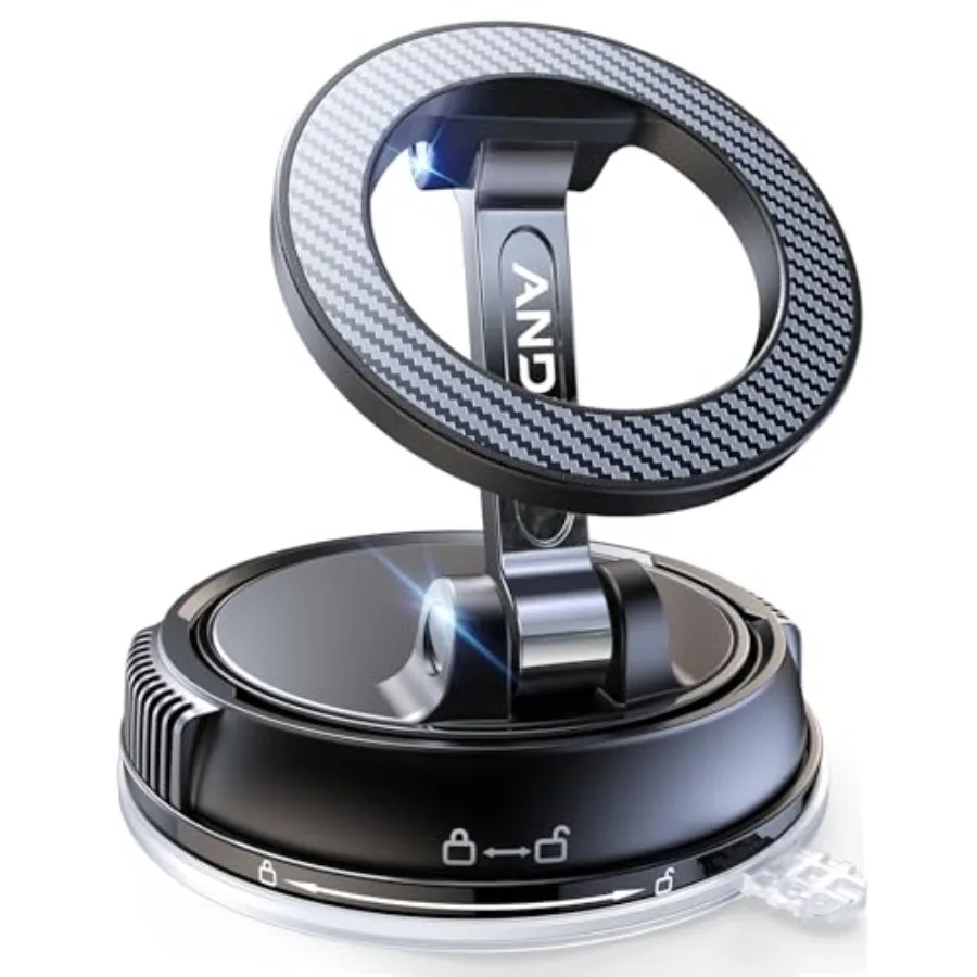 

360 Adjustable Car Phone Holder with 78+ LBS Strongest Suction and 2400gf Magnetic Force for iPhone 17 Pro Max 16 15 14 13 12 A