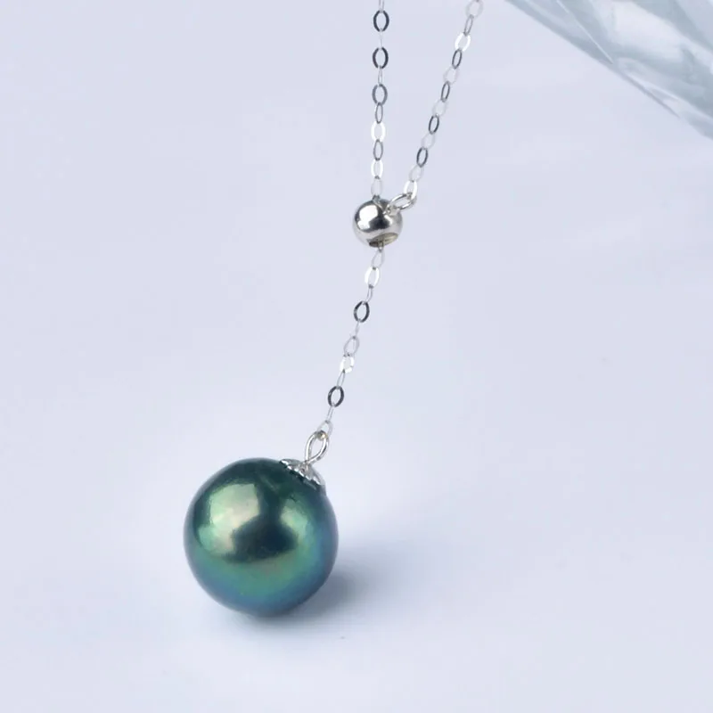 

XF800 Real18K Gold Natural Tahitian Black Necklace Pendnat 8-9mm Fine Jewelry Au750 Anniversary Gift For Women Trendy X551