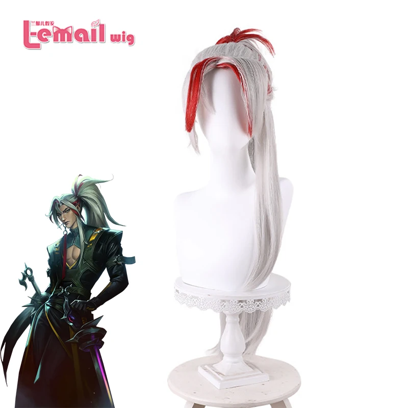 

L-email wig Synthetic Hair Game LOL HEARTSTEEL Yone Cosplay Wig 80cm Long Mixed Color Women Wig Heat Resistant Wigs