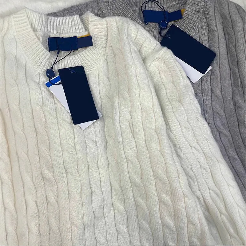 سترة شتوية مريحة من RL 2026، بلوفر مطرز برقبة دائرية، سترة متماسكة دافئة للجنسين، هدية مثالية للجميع