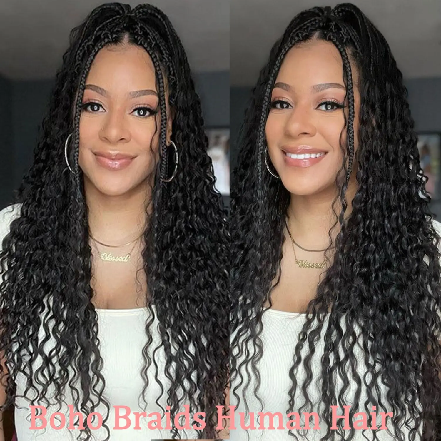 Cabelo humano encaracolado profundo da trança, micro ondulado, volume, 20 ", 100g, 2 pacotes pelo bloco