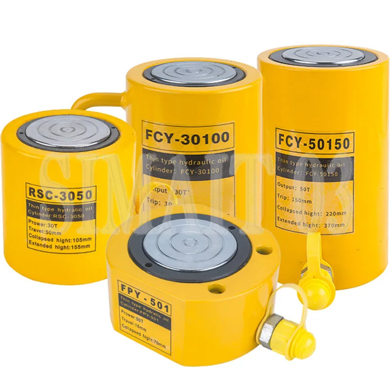Ultra-Thin Hydraulic Jack 5-200T, Separate Hydraulic Cylinder, Extended Type Low Height Ram for Auto Repair & Industrial Lifting