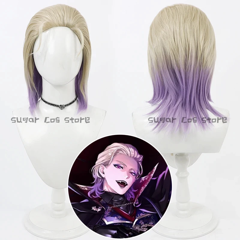 

Anime Twisted Wonderland Vil Cosplay Wig Biege Purple Slicked Back Heat Resistant Synthetic Hair Halloween Role-playing Party