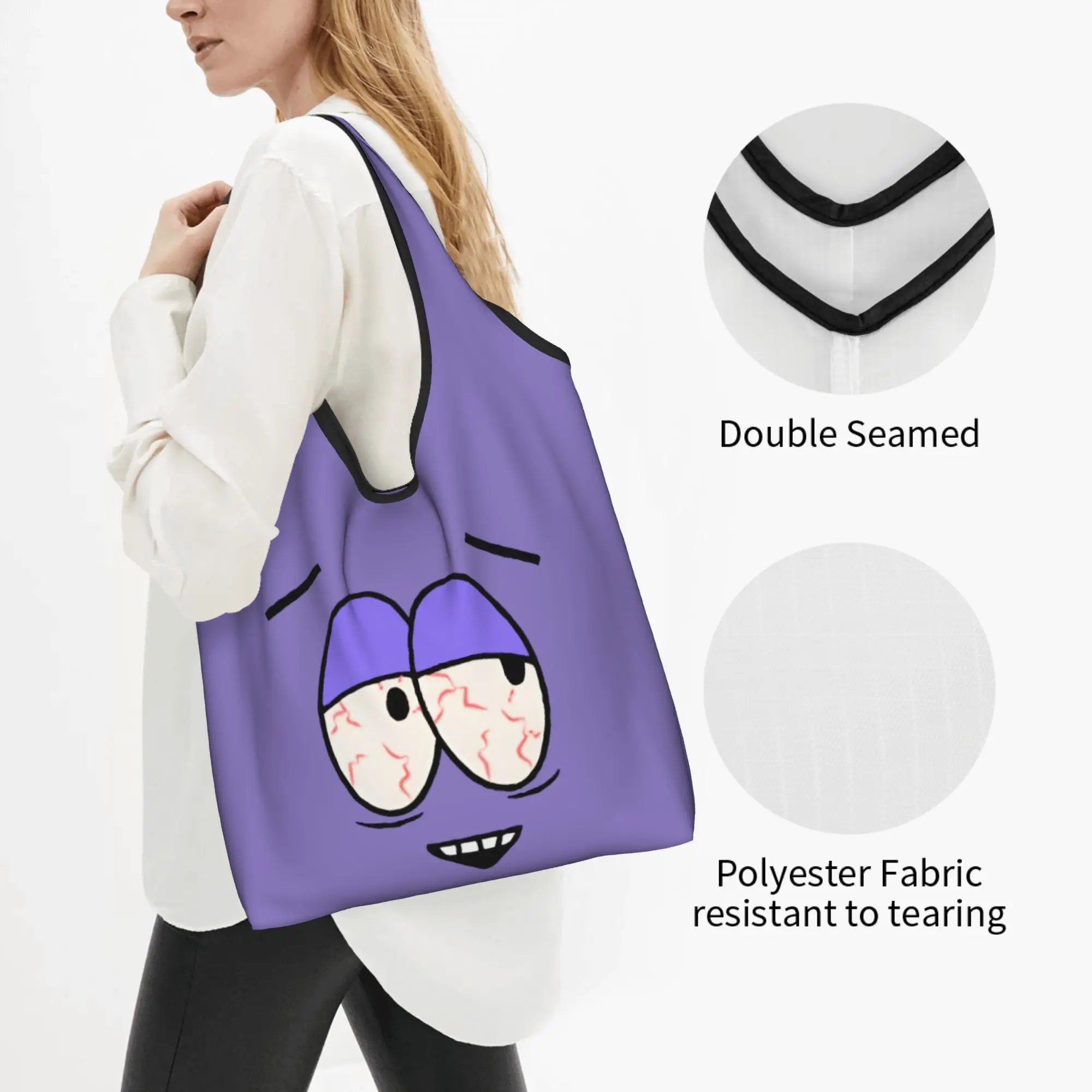 S-Southes Cartoon Hot Groceries Tote Shopping Bags Women Funny Comic Shopper Shoulder Bags Big Capacity Handbags