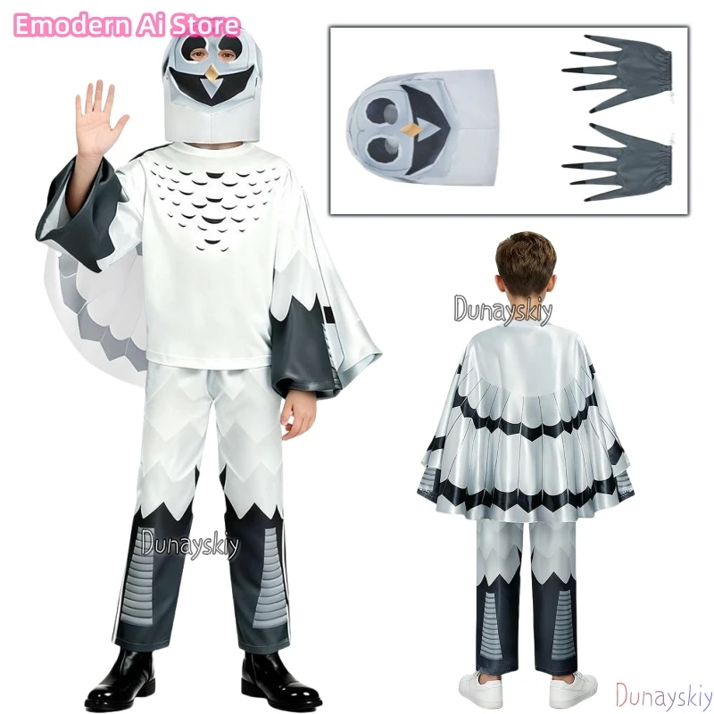 

Halloween Owl Forest Party Costume 99-Night Owl Animal Cosplay Suit Kids Adults Carnival Outfit Stage Performance with Cape Mask