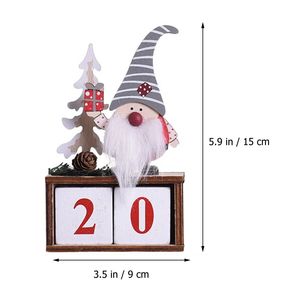 

1 set Wooden Calendar Ornament Stylish Practical Xmas Decor Desktop Perpetual Month Date Display Block Calendar Wooden Style