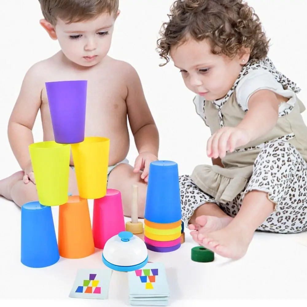 

Обучение цветам, штабелируемая чашка, игра, обучающая игра с познанием цвета, игрушки Монтессори, логическое обучение, быстрый стек, детская головоломка