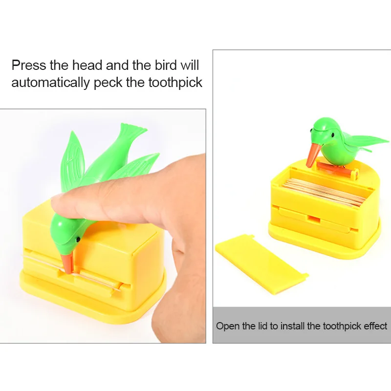 New Small Bird Toothpick Container Automatic Toothpick Dispenser Toothpick Holder Home Decoration Kitchen Accessories