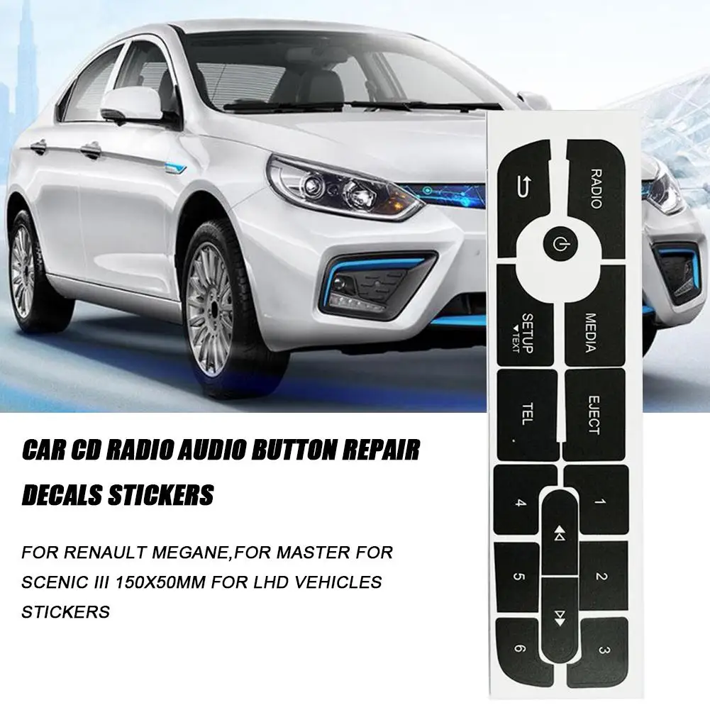 For Renault Megane Master III CD Radio Audio Button Repair Stickers Decals Black Stickers Car Repair Button F7W1