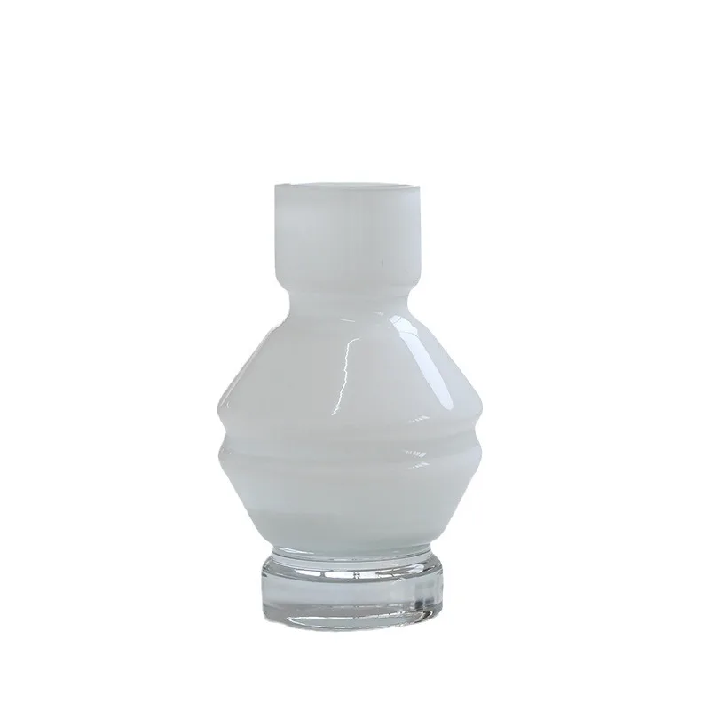 

Simple geometric mini thickened white porcelain glass vase flower dried flower living room vase