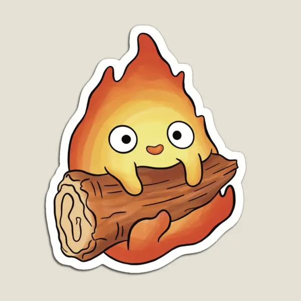 Calcifer  Magnet Cute  Colorful Stickers Magnetic Holder for Fridge Organizer Children Decor Toy Baby Refrigerator Kids Home