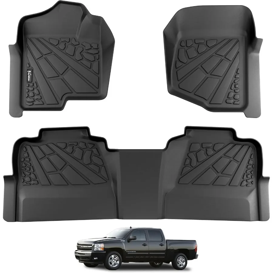 

Напольные вкладыши AllWeather TPE Custom Fit для Chevy Silverado GMC Sierra 1500 Crew Cab 20072013 и 20072014 2500 3500 HD с Foo