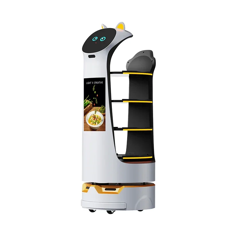 Best Sell Robot Delivery Food Lidar SLAM Navigation Food Delivery Robot Guangdong With Screen Takeaway Delivery Robot