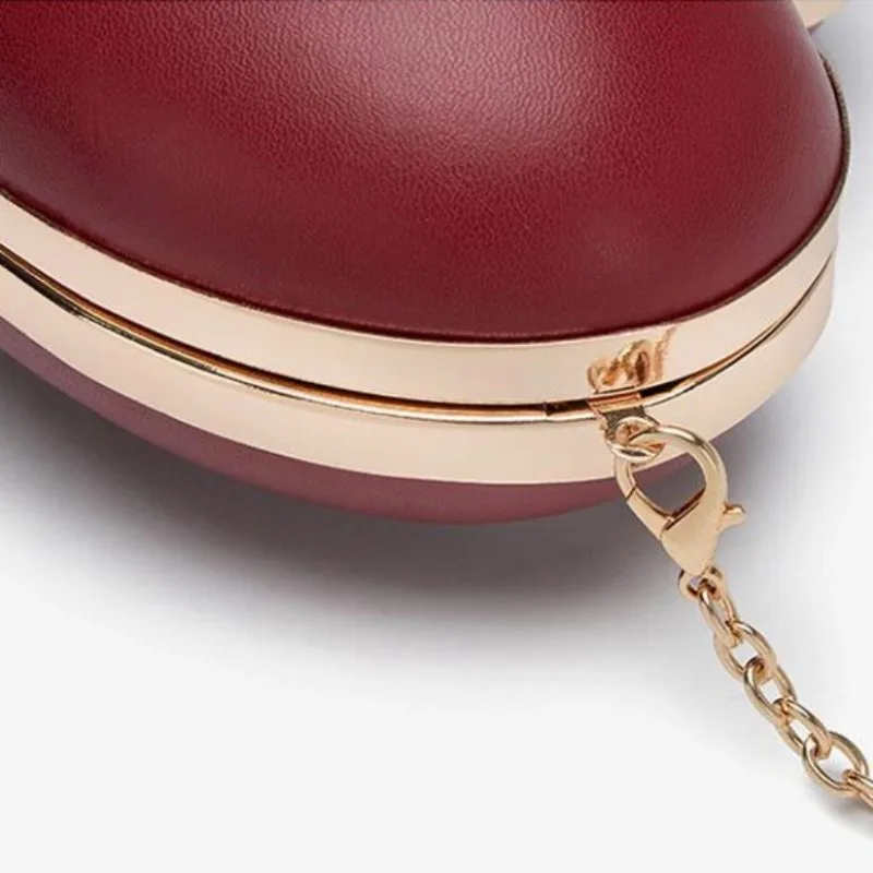 SweetLove Heart Shape Mini Bag Cute Handbag Retro Burgundy Crossbody Chain Fashion Evening Bag 2024 New Valentine Women's Gift