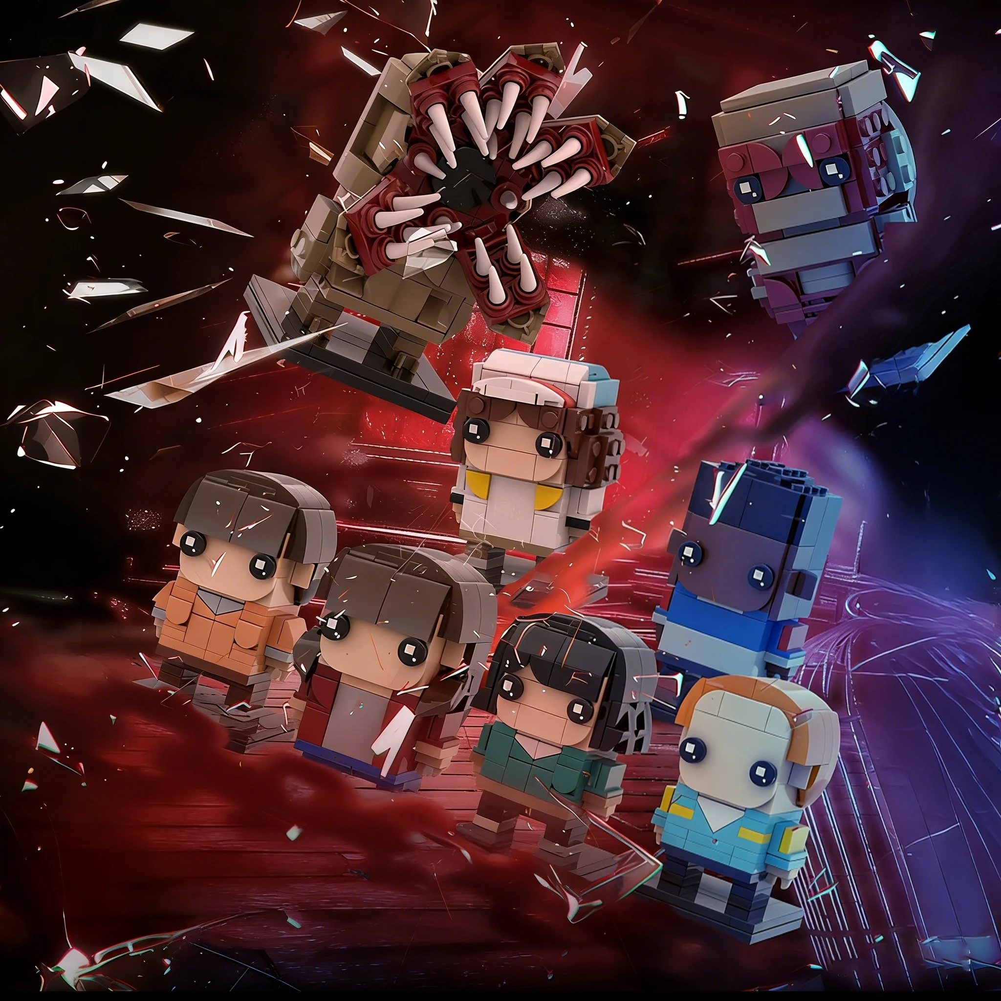 مجموعة مكعبات بناء شخصيات فيلم رعب ذات موضوع غريب - طوب صغير لشخصية ديموجورجون ورئيسي للأطفال هدية فكرة عيد الميلاد