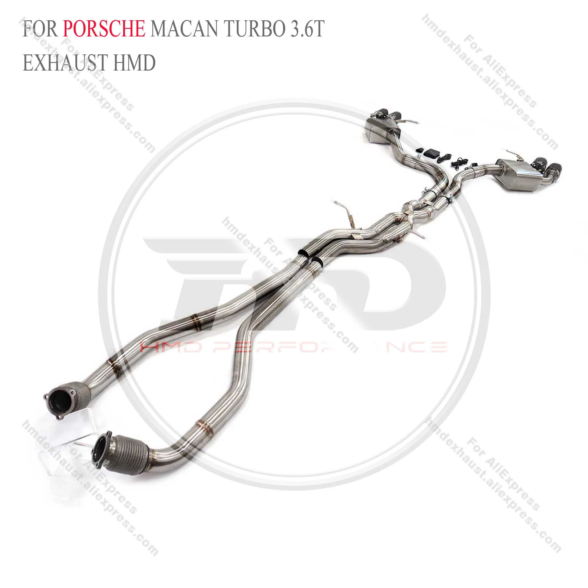 HMD Catback resonant tube for Porsche macan turbo 3.6T Stainless steel Exhaust System Performance with valve