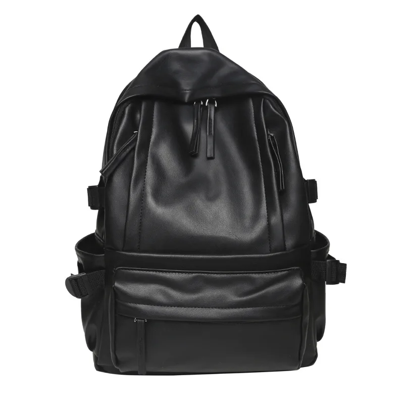 Mochila de cuero para ordenador portátil de 14 pulgadas para hombre, morral de viaje con puerto USB, resistente al agua, de negocios