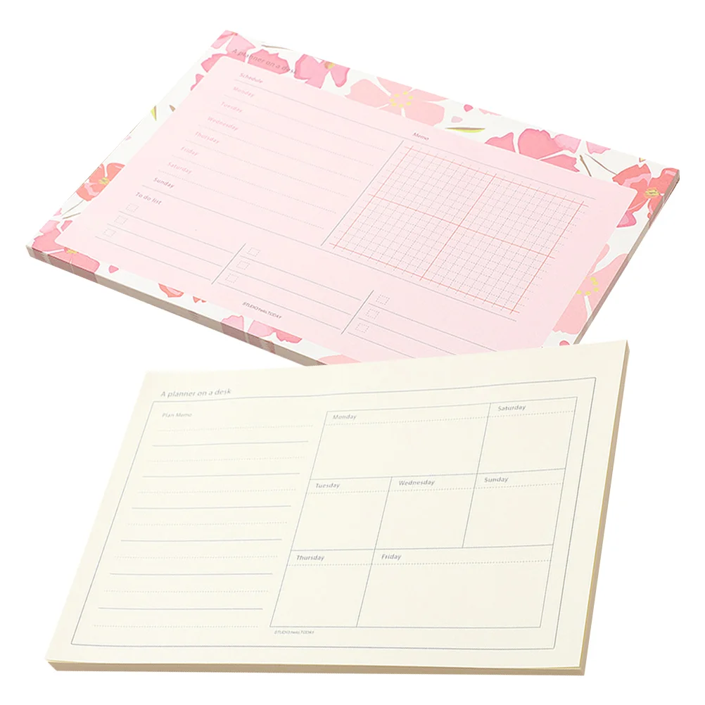 2 Pcs Spring Cherry Blossoms Planner Office The Notebook Paper Portable Notepad