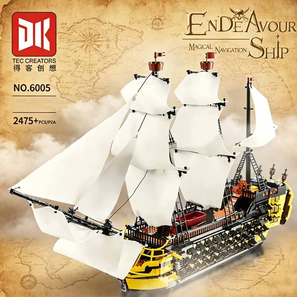 Movie Pirate Ship Endeavour Building Blocks Games Sailing Battleship Assembly Toys for Adult DIY Christmas Gift Puzzle 2475pcs