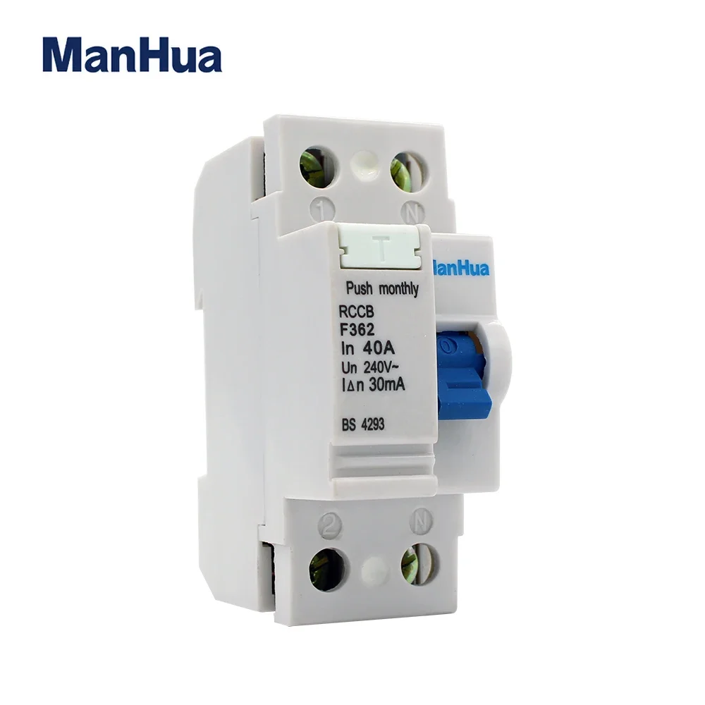 Double Pole F362 25A 40A Electronic RCBO 240VAC 30mA 2P 6KA Residual Current Circuit Breaker Electric Leakage Protection RCD MCB