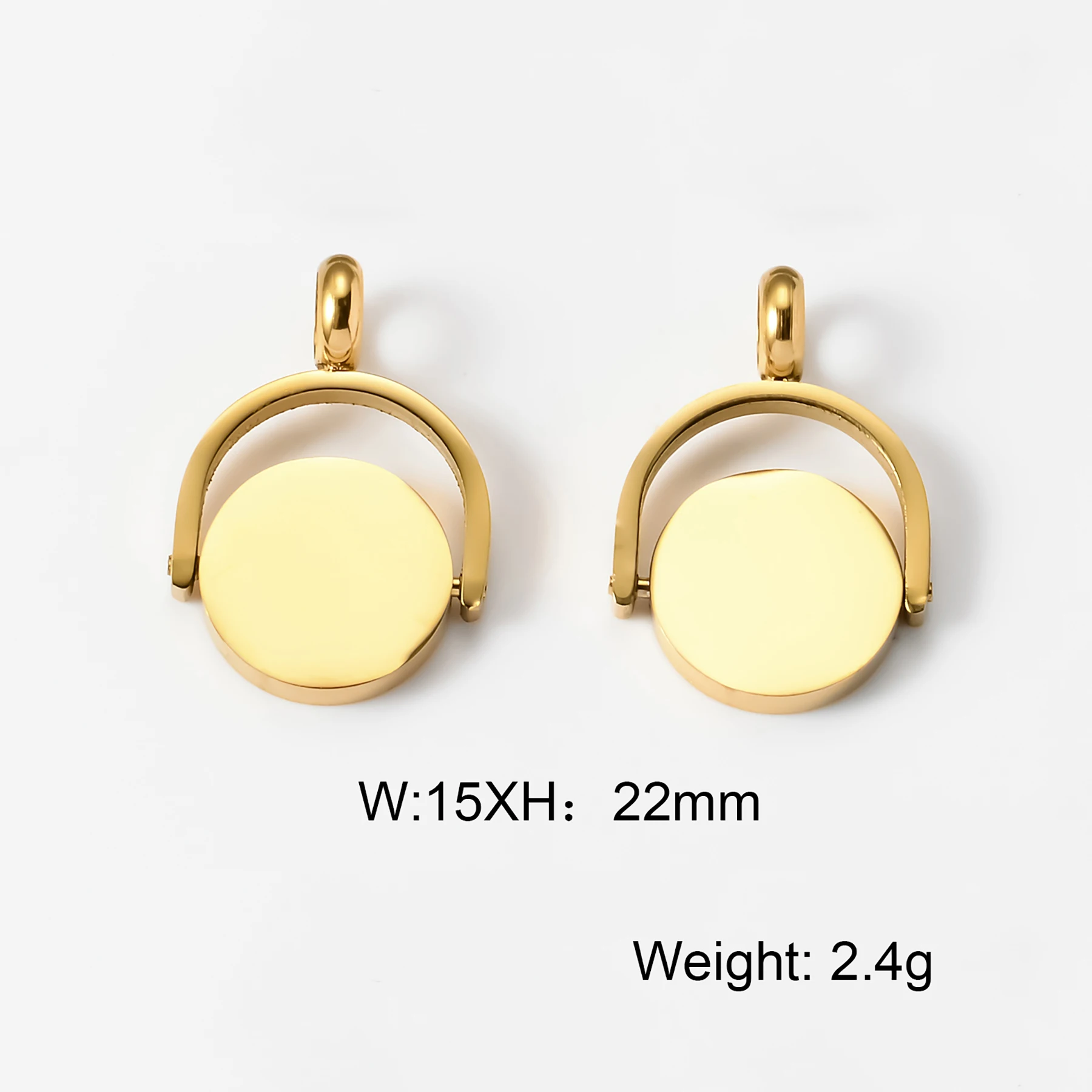 4Pcs/lot Stainless Steel Rotatable Half Round Pendant Customized Name or Logo Metal Charm Statement Mirror Polished Jewelry Gift image 6
