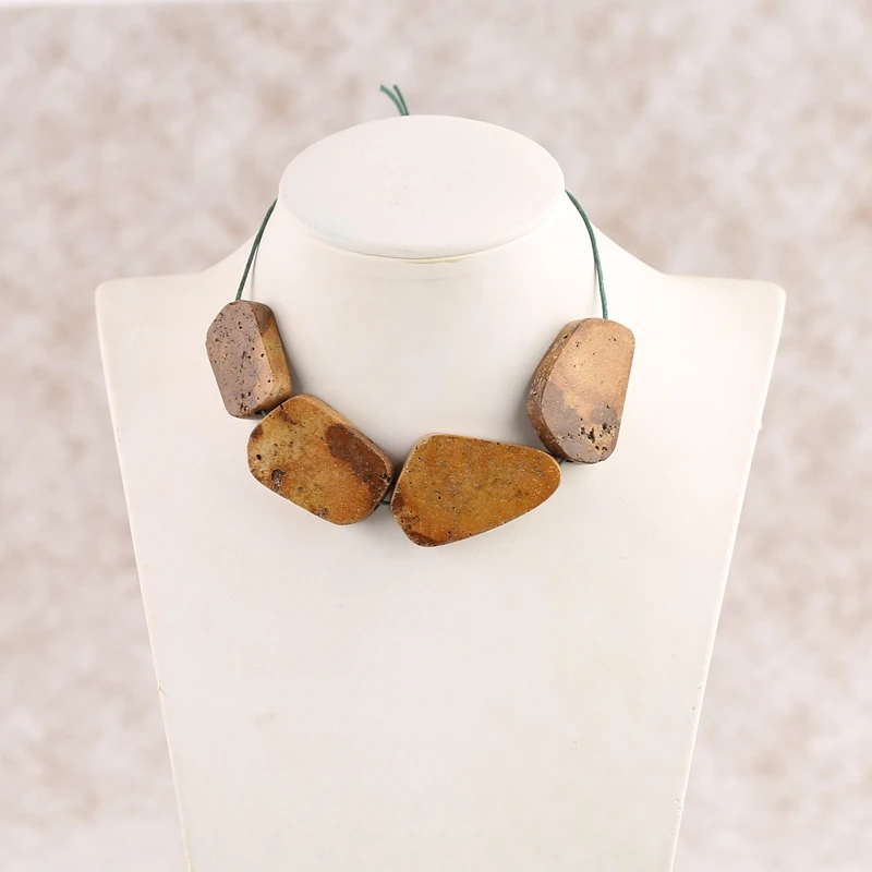 

Bohemian Natural Turquoise Necklace with Graduated Freeform Stone Beads Southwestern Style Ethnic Jewelry for Men