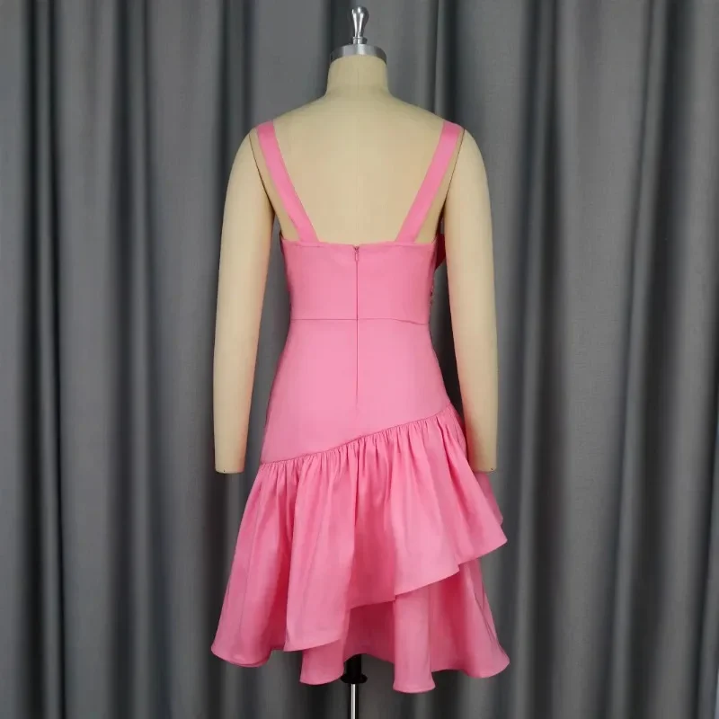 Kleider mit hoher Taille, neues sexy Kleid mit Schleife, rosa, A-Linie, schlank, elegant, Fliege, für formelle Anlässe, Party, Bankett, Kleider 2025, Neu