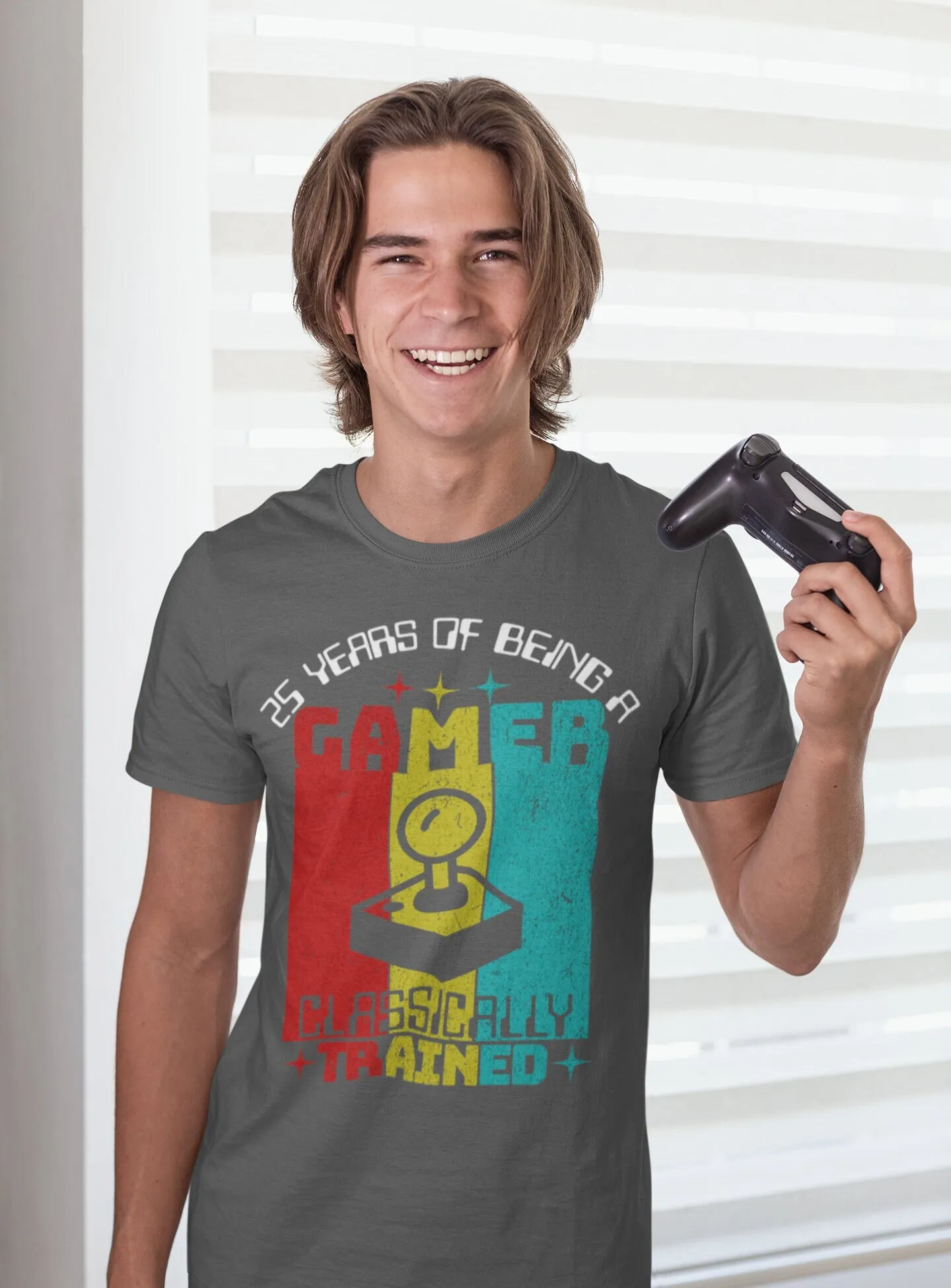 Men's Funny 25th Gamer Birthday T Shirt Classically Trained Idea Retro Gaming Humor 25 Twenty Five Years Man