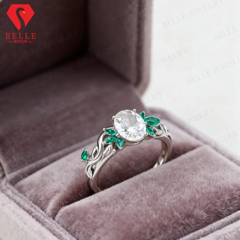 

2.5CT Custom Ring Moissanite Oval D Cut Lab Columbia Marquise Stackable Rings Set Sparkly Engegement Jewelry Gifts For Women