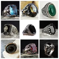 New Men's Ring Popular Artificial Zircon Inset Retro Style Classic Pattern Black Face Trend Business Casual Party